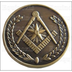 Masonic presence token – 3D Square-and-compass + acacia