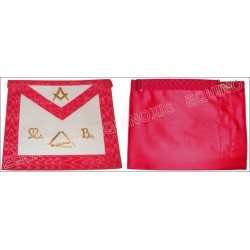 Leather Masonic apron – Master Mason – Scottish Rite (AASR) – Square-and-compass + tools + MB – 33 cm x 39 cm