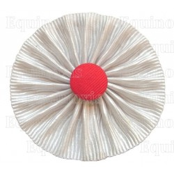 White rosette with red button