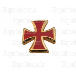 Templar lapel pin – Inward-patted Templar cross w/ red enamel