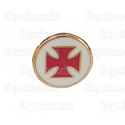 Masonic lapel pin – Templar cross – Red enamel against white background