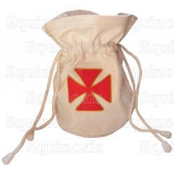Templar leather pouch  – Patted Templar cross – White leather