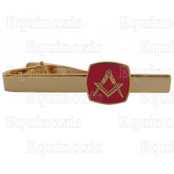 Masonic tie-bar – Square-and-compass w/ red enamel