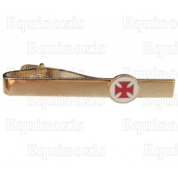 Templar tie-bar – Templar cross – Red enamel against white background