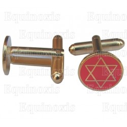 Martinist cuff-links – Hexagramme against red background