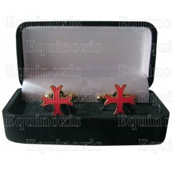 Templar cuff-links with presentation box – Inward patted Templar cross w/ red enamel – Large