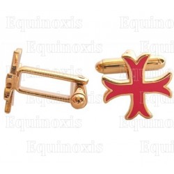 Templar cuff-links – Inward-patted Templar cross – Red enamel – Large
