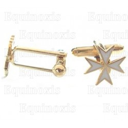 Masonic cuff-links – Maltese cross – White enamel