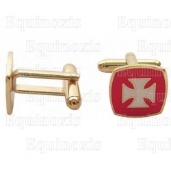 Masonic cuff-links – Templar cross émaillée blanc sur fond rouge