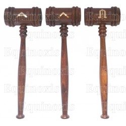 Set of 3 Masonic gavels  – WM / Senior Warden / Junior Warden – Brown