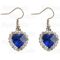 Crystal ear-rings – Diamond heart – Blue – Silver finish