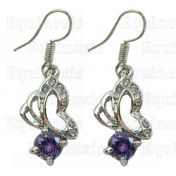 Crystal ear-rings – Butterfly – Purple – Silver finish