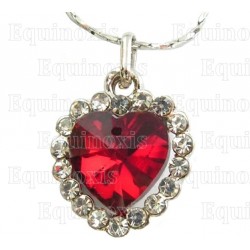 Crystal pendant – Diamond heart – Red – Silver finish