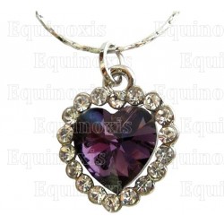 Crystal pendant – Diamond heart – Purple – Silver finish