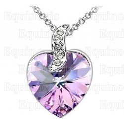 Crystal pendant – Heart – Purple – Silver finish