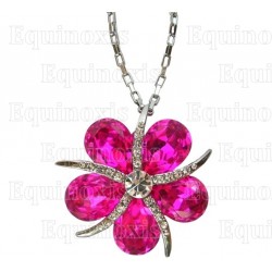 Crystal pendant – Starfish – Pink – Silver finish