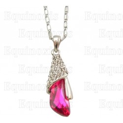 Crystal pendant – Raindrop – Pink – Silver finish