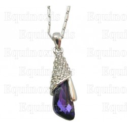Crystal pendant – Raindrop – Purple – Silver finish