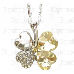 Crystal pendant – Four-leaf clover – Yellow – Silver finish