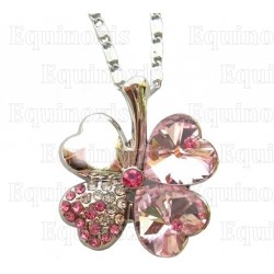 Crystal pendant – Four-leaf clover – Pink – Silver finish