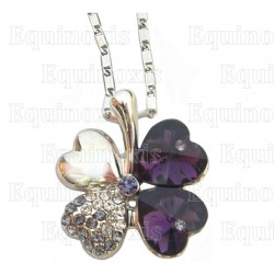 Crystal pendant – Four-leaf clover – Purple – Silver finish