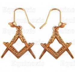 Masonic earrings – Square-and-compass – Gold finish