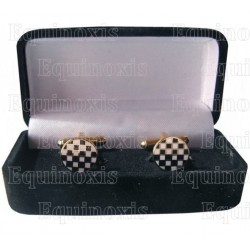 Masonic cuff-links with box – Chequered Floor – Round