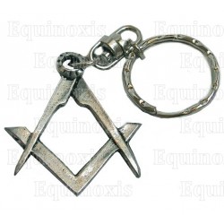 Masonic keyring – Square-and-compass – Antique silver finish