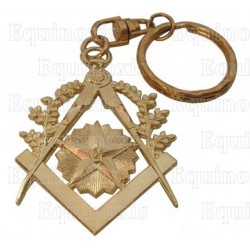 Masonic keyring – Square and compass + G – Gold finish
