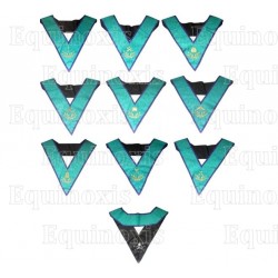 Masonic Officers' collars – 10-Officers set – Memphis-Misraim – Machine embroidery