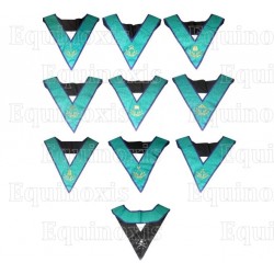 Masonic Officers' collars – 9-Officers set – Memphis-Misraim – Machine embroidery