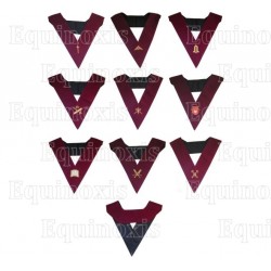 Masonic Officers' collars – AASR – 14th degree – 9-Officers set – Machine embroidery
