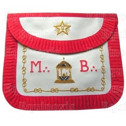 Leather Masonic apron – AASR – Master Mason – MB + étoile + temple – Rounded corners