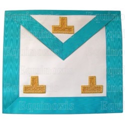 Leather Masonic apron – Worshipful Master – Groussier French Rite – 3 taus – 30 cm x 35 cm