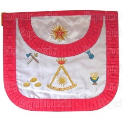 Satin Masonic apron – French Chapter – 2nd Order – Sextant and symbols – Rounded angles