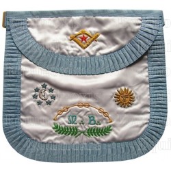 Satin Masonic apron – Traditional French Rite – Master Mason 2 – Rounded angles
