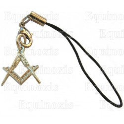 Masonic mobile phone charm – Square-and-compass – Gold finish