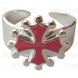 Occitania finger-ring – Red-enamel Occitania cross – Silver