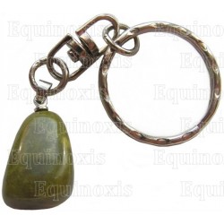 Gemstone keyring – Green-jade tumbled stone