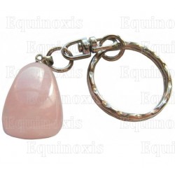 Gemstone keyring – Pink-quartz tumbled stone