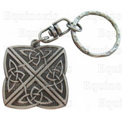 Celtic keyring – Four-direction knot – Square – Antique silver