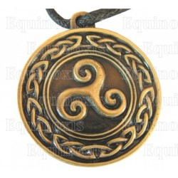 Celtic pendant – Triskell with Celtic knot – Antique bronze