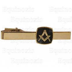 Masonic tie-bar – Square-and-compass with black and gold enamel