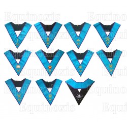 Masonic Officers' collars – 10-Officers set – Memphis-Misraim – Hand embroidery