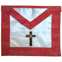 Tablier maçonnique en satin – Scottish Rite (AASR) – 18th degree – Chevalier Rose-Croix – Latin cross – Machine embroidery